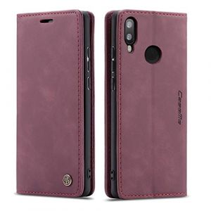 mvced Coque Compatible avec Huawei P20 Lite,Anti-Choc Housse en Cuir Premium Flip Case Portefeuille Etui,Vin Rouge (cmdkd, neuf)