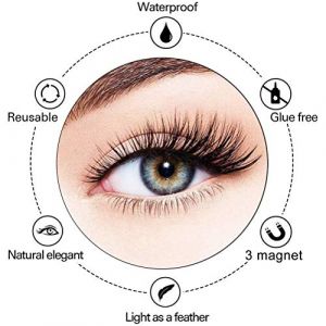 ACOGEDO Kit de Faux Cils Magnétiques 3D, Cils Réutilisables avec Pince à épiler et Petites Grappes pour les Yeux (Comme montré) (herronk, neuf)