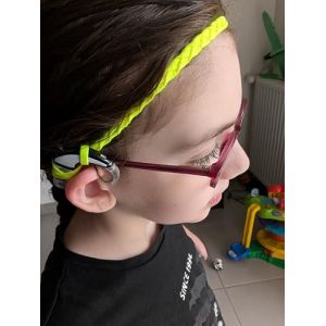 Bandeau tresse pour implant cochleaire et prothese auditive serre tete anti perte (Jaune fluo, Taille unique extensible) (SOFIZZE, neuf)