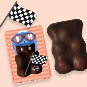 Ourson Guimauve XL | Guimauve Vanille enrobé de Chocolat Lait ou Noir | Anniversaire Remerciement Fête des Pères Plaisir d'offrir Saint Valentin Fête des Mères Pâques Noël (Pilote, Chocolat Noir) (CHOCODIC Maître artisan chocolatier depuis 1995, neuf)
