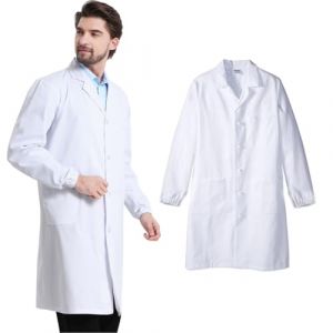 KEWUF Blouse Blanche Chimie Lycee laboratoire Blouse Medicale blanc manches longues Blouse medicale, blouse blanche collège, blouse chimie lycee, blouse blanche - Poignets élastiques, XXL (VicFENG001, neuf)