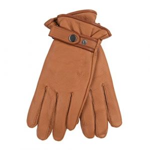EEM gants en cuir pour hommes, peau de daim fine, doublure douce en cachemire et laine, cognac M (EEM Fashion, neuf)