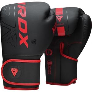 RDX Gants de Boxe Muay Thai d'entrainement, Maya Hide Cuir, Kara Pro Sparring Kickboxing MMA Boxing Gloves, Gants pour Sac de Frappe Pattes d'ours Training, Homme Femme Adulte 8 10 12 14 16oz Noir (RDXINC LTD, neuf)