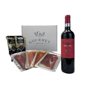 Panier gourmet à offrir, Vin Muruve (TORO) Lot d'ibériques en tranches, Gourmet Box ZAMORA-jambon, Lomo, Chorizo, Saucisson (Pack 400 g Muruve) (DCR Global-shop, neuf)
