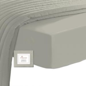 Pizuna Coton Peigné Drap Housse 90x200 cm Argent, 100% Coton Longue Tige 400 Fils Armure Satin, Drap Housse de Luxe Bonnet 40 cm (Argent Drap-Housse Coton 1 Personne) (Pizuna Linens, neuf)