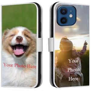 FortiCase Coque Personnalis&eacute;e pour iPhone 11,Cuir Housse Clapet Protection &Eacute;tui Fentes Support Case,Personnalisable Etui avec Votre Propre Photo Image Texte Housse - White-LN4 (Lanni Trade, neuf)