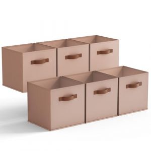GRANNY SAYS Caisses de Rangement, Lot de 6 Cubes de Rangement Pliables en Tissu avec Poign&eacute;es, Paniers et Bo&icirc;tes de Rangement pour Kallax &Eacute;tag&egrave;re, Meuble Cube Rangement Pliable 27x27 cm, Rose poudr&eacute; (SEMPERFUN, neuf)