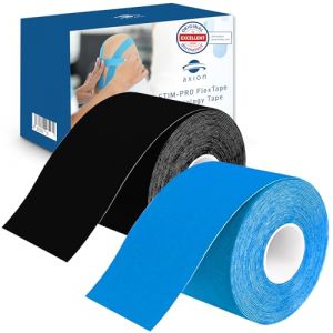 Lot de 2 bandes de kinésiologie bleues et noires - Imperméables - Doux pour la peau - Élastiques - Bandes adhésives - Idéales pour le sport et le quotidien axion (axion France, neuf)