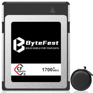 ByteFest 128 Go Carte m&eacute;moire num&eacute;rique CFexpress Type B avec &eacute;tui Portable, NVMe PCIe 3.0, jusqu'&agrave; 4K/6K/8K RAW Vid&eacute;o et Photos, Compatible avec Nikon Z6/Z7/Z9/D5/D6, Canon EOS-1DXMark III/EOS-R3/R5 (Kingdata Official Store, neuf)