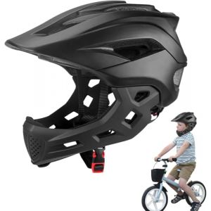 Casque int&eacute;gral 2 en 1 pour enfants - Casque de skateboard et de v&eacute;lo - L&eacute;ger et amovible - Pour BMX, Dirtbike (noir) (YeHalo, neuf)