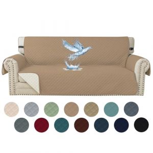 YSTELLAA Impermeable Housse Canapé 3 Places, Housse De Canapé avec Accoudoirs, Universelle Protege Canape, Répulsif Liquide, Antidérapante Épaissi, Protection Griffures, Café Clair (YSTELLAA, neuf)