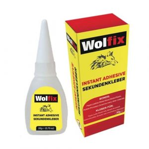 Wolfix Colle Cyanoacrylate Liquide Super Glue Extra Forte 20g - Colle Forte Tout Support - Colle Néoprène Rapide et Professionnelle - Bois, Métal, Plastique, Verre, Cuir (Wolfix24, neuf)
