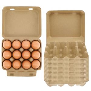 Lot de 20 boîtes à œufs en carton pour 12 œufs, plateaux vides en carton pour 12 œufs, style 3 x 4, réutilisables pour la maison, la cuisine, le rangement des œufs de canard frais (20 pièces) (NIHUIXING, neuf)