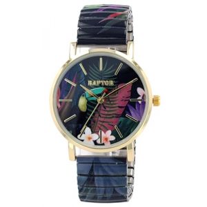 Raptor Colorful Edition Montre pour femme Ø 36 mm avec cordon de serrage en acier inoxydable Motif imprimé multicolore Analogique à quartz, Toucan multicolore, Bracelet (7daysin, neuf)