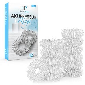 Anneau d'Acupression petit Doigt - Set de 12 Pièces Argentées - Anneau de Massage Antistress pour les Doigts - Bagues Sensorielles Piquantes - Bague Acupression + E-Book d'instructions Gratuit (Onlinebrands GmbH, neuf)