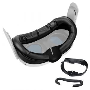 Face Cover Pad Interface Faciale pour Meta Oculus Quest 3 par MMOBIEL - Coussinet d'Interface Faciale pour Quest 3 &ndash; Kit d'Accessoires avec Coussinet Nasal Anti-Fuites & Housse en Cuir PU Souple -Noir (Menko Telekom, neuf)
