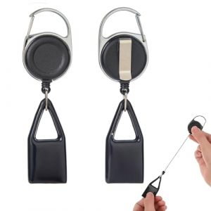 YAZWUR 2 pi&egrave;ces porte-briquet extensible avec protection antivol, porte-cl&eacute;s l&eacute;ger, clip pour briquet, accessoire r&eacute;tractable pour suspendre cl&eacute;s et briquets (Romanimania OU, neuf)
