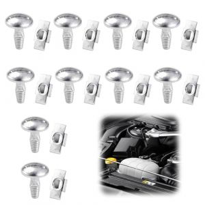 Lot de 10 Clips de Protection en Alliage d'Aluminium, Cache Sous Moteur Auto Parts, Fixation Cache Moteur en Alliage d'Aluminium compatible avec 206 207 406 407 806 807 (GZJXMY, neuf)
