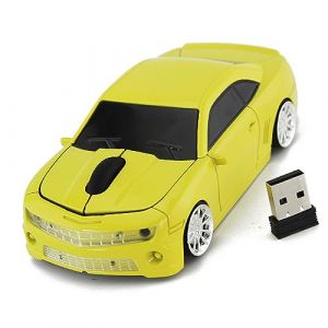 POENVFPO Voiture de Sport sans Fil avec Souris Informatique avec Prise de Capteurs de Haute Pr&eacute;cision et Souris D&eacute;finies pour Ordinateur Portable et Jeux (Yellow) (Xntaisike, neuf)