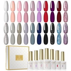 ROSALIND Vernis Semi Permanent Lot de Vernis &agrave; Ongles Gels 20 Couleurs 6ml UV/LED Rouge Noir Blanc d&rsquo;Argent Paillett&eacute; pour Nail Art, Parfait pour F&ecirc;te/Soiree,Cadeau Ideal (Classique) (ROSALIND Nail, neuf)