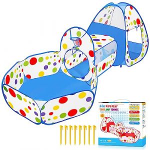 MAIKEHIGH Tente Tunnel Enfant, 3 en 1 Pop Up Piscine a Balle pour Pliable Maison de Jeu Jeux pour Bébé Intérieur Extérieur Garçons Filles d'anniversaire Cadeaux (LIVEHITOP-EU, neuf)