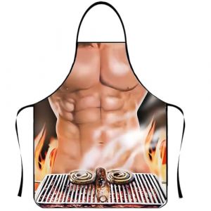 LZOWUUL Tablier Cuisine Homme Humoristique, Tablier Cr&eacute;atif BBQ Cuisine/Tablier No&euml;l Cadeau pour Homme ou Petit-ami/Petite-ami Party (BBQ) (Newbilty OU, neuf)