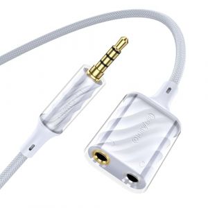 MOSWAG Adaptateur Splitter Y Micro Casque, Adaptateur Jack Audio Stéréo 3,5mm, 3,5mm Mâle à Double 3.5mm Femelle Prise Casque et Microphone pour PS4,PC,Téléphone.Tablette (Support du Microphone TRS) (zuyuk, neuf)