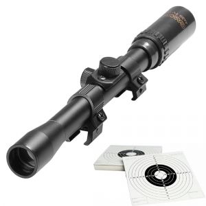 Visor Gamo 4x20 | Lunette de visée Sportive pour carabines, fusils, carabines et Pistolets à air comprimé (balles) + 20 cibles. (ECOMMUR FRANCE, neuf)