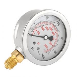 Akozon Hydraulic Pressure Manometer, 0-600Bar G 1/4 63mm Double échelle Manomètre Pneumatique et Hydraulique Manomètre Pression d'eau (Miyinla519, neuf)