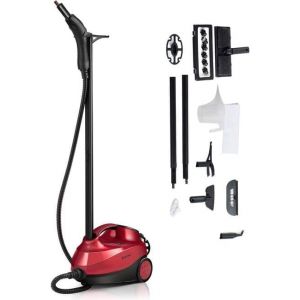 COSTWAY Nettoyeur Vapeur Polyvalent avec 19 Accessoires Sans Produit Chimique, Balai Vapeur de 2000W 4 Bars avec R&eacute;servoir de 1,5 L pour Nettoyer Plancher Tapis Rideaux (Rouge) (FDS GmbH, neuf)