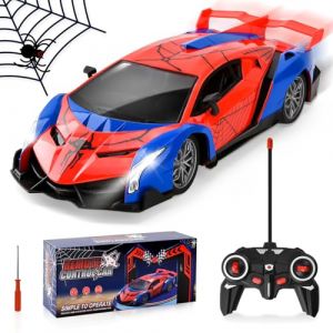 DAOUZL Voiture T&eacute;l&eacute;command&eacute;e, 1:18 Spider RC Voiture avec t&eacute;l&eacute;commande, 2.4Ghz avec Lumi&egrave;re LED, Drift Car Spider Mod&egrave;le RC VoitureJouet, RC Jouet T&eacute;l&eacute;command&eacute; pour Gar&ccedil;on Fille 3 4 5 6 7 8+ Ans (Mercnome, neuf)