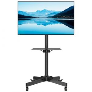 BONTEC Montage sur table Support TV roulettes Chariot Meuble TV pour Ecran de 23-60 Pouces Plasma/LCD/LED, Hauteur Réglable de 800-1500 mm avec Plateau Solide - VESA Max 400x400 mm (bracketsales123, neuf)