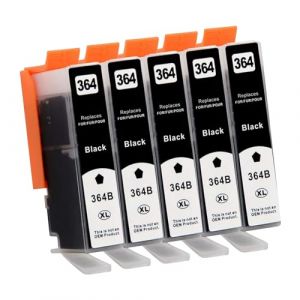5X 364XL Noir Cartouches d'encre Compatibles avec HP 364 364 XL pour Photosmart 5520 5510 5520 5524 5524 6520 5515 7520 Deskjet 3520 Officejet 4620 4622 (YOYYowell, neuf)