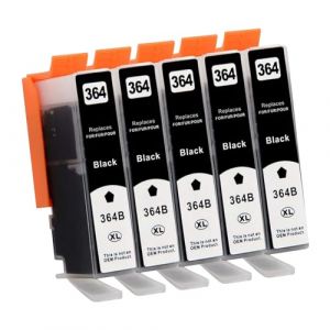 Lot de 5 cartouches d'encre 364XL noires compatibles avec HP 364 364 XL pour Photosmart 5520 5510 5520 5524 5524 6520 5515 7520 Deskjet 3520 Officejet 4620 4622 (YOYYowell, neuf)