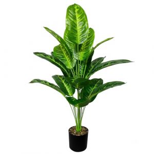 AIVORIUY Plantes Artificielles Interieur Exterieur Arbres Artificiel en Plastique Pot, Fausse Plante Verte pour la D&eacute;coration de la Maison Bureau Salon Balcon Cour Jardin (80cm Ray&eacute;e Banane) (AIVORIUY-FR, neuf)