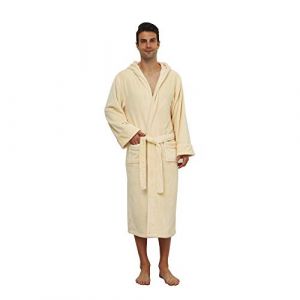 Lumaland Peignoir de Luxe en Microfibre avec Capuche - Pour Femme et Homme &ndash; Disponible en Diff&eacute;rentes Tailles et Couleurs - Cr&egrave;me L (DS e-Sales GmbH, neuf)