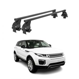 Barres de Toit Transversales Menabo - Compatible avec Land Rover Range Rover Evoque 2011-2018 - Galerie de Toit - Porte-Bagages v&eacute;los de Toit - Pi&egrave;ce de Toit en Acier 2X - Capacit&eacute; de Charge 50 kg (Autopieces-online, neuf)