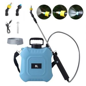 Pulvérisateur électrique 5L/8L, pulverisateur de Jardin avec pulverisateur Lance telescopique, Max 90 cm, 2 Buses, 2000mah, pour Désherbage Pulvérisation Nettoyage (8L) (SparkWave Pro, neuf)