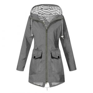 Manteau Noir Femme Impermeable Grande Taille Cir&eacute; Marin Randonn&eacute;e Parka Imperm&eacute;able Longue Cintr&eacute;e Parka Grande Taille a Capuche Mi Saison de Sport Gris fonc&eacute; Veste Noire Femme Gris fonc&eacute; M (MOKBAY, neuf)