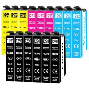 Veson Lot de 15 cartouches T1295 compatibles avec Epson T1291 T1292 T1293 T1294, Epson WF 3520, Workforce WF-3010 WF-3540, Stylus SX420W SX525WD Stylus Office BX535WD BX935FWD (Evelyy, neuf)