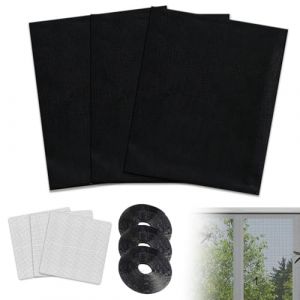 QOWUXHZ 3 Pcs Filet Anti Moustique Moustiquaire Fen&ecirc;tre Moustiquaire Pour Fen&ecirc;tre Filet &Eacute;cran Insecte Avec 3 Rouleaux De Bandes Autocollantes Et 3 Moustiquaires &Agrave; Colle Forte Sans Per&ccedil;age (QOW STORE, neuf)
