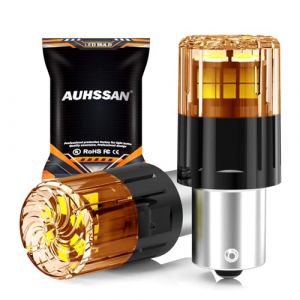 BAU15S PY21W Ampoule LED, Ambre Super Brillant 6.5W 12V-24V Non-Polarité 2835 18SMD ampoules LED pour la Lumière de Voiture Feu de Recul, Feu de Freinage, Feux Arrière, Ampoule Clignotant (2Pièces) (AUHSSAN, neuf)