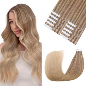 Sindra Extension Adhesive Cheveux Naturel, Brun Doré Mixte Miel Doré 55CM Extension Bande Adhesive Cheveux Naturel 20PCS 50G Extension Cheveux Naturel (T55-10/16/16) (Sindra-UK, neuf)