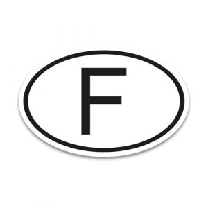Autocollant F avec code pays France 17,5 x 11,5 cm Normalisé DIN I Résistant aux UV et aux intempéries I Autocollant pour voiture I Compatible avec les stations de lavage I kfz792 (easydruck24, neuf)