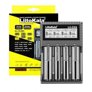 MXJFYY Chargeur Rapide de Batterie Liitokala LII-CH4 &agrave; 4 Baies pour Batterie Li-ION 1,5/3,7 V/3,85 V et Batteries LiFePO4 3,20 V et NiMH/NiCd 1,2 V,10440,14500,16340 (RC123),17500,17670,AA,AAA,SC,C (TRENTINO, neuf)