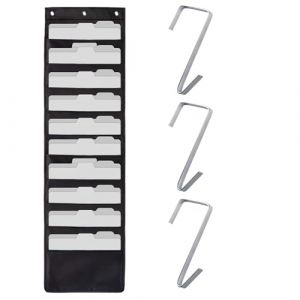 Trieur Mural Avec 10 Poches 119.4 X 35.6 cm Classeur Mural avec 3 Crochets, Porte Document Mural, Pour Le Bureau, La Maison et La Salle De Classe, Pliable, Lavable,Rangement Papier Administratif,Noir (xinshuoxin, neuf)