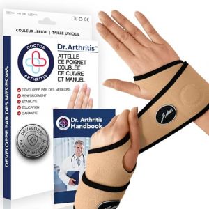 Orthese Poignet Infusée de Cuivre Conçue par des Médecins, Attelle Poignet Gauche et Droit, Orthese Pouce, Support de Nuit pour Femmes Hommes [Beige, Paire] (Better Living EU, neuf)