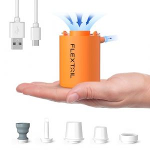 FLEXTAILGEAR Mini Pump, Pompe Électrique Portable Ultraléger,4kPa Pompe de Camping,Batterie Rechargeable Améliorée, Débit d'air 180L/min,Matelas Gonflable,Anneau de Natation,Sac sous Vide (YUWEI-EU, neuf)