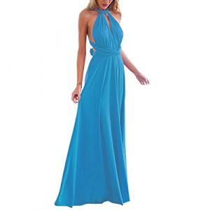 IBTOM CASTLE Femme Robe Longue de Cérémonie Chic Robe Ado Multi-Style Sexy Taille Haute sans Manche Robe Fille d’Eté Bandage de Soirée Cocktail Demoiselle d'honneur Mariage Fête Aniversaire Bleu L (IBTOMCASTLE, neuf)