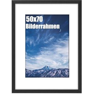 wyewye Cadre photo 50 x 70 cm - En bois - Avec passe-partout - Pour impression de 50 x 70 cm - Cadre photo en plastique - Design classique - Parfait pour offrir - Noir (drive your planet, neuf)
